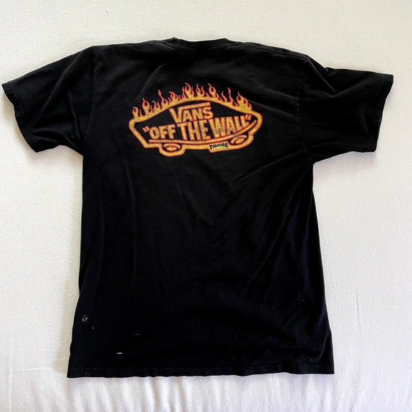 Vans Thrasher Magazine Shirt Adult Medium Black Pocket Paint Faded Grunge Skater - Picture 1 of 8